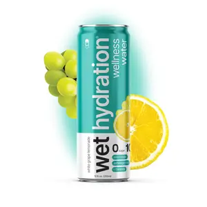 Wet Hydration White Grape Lemonade with Electrolytes, Ashwagandha & L-Theanine - 12-Pack Wellness Water