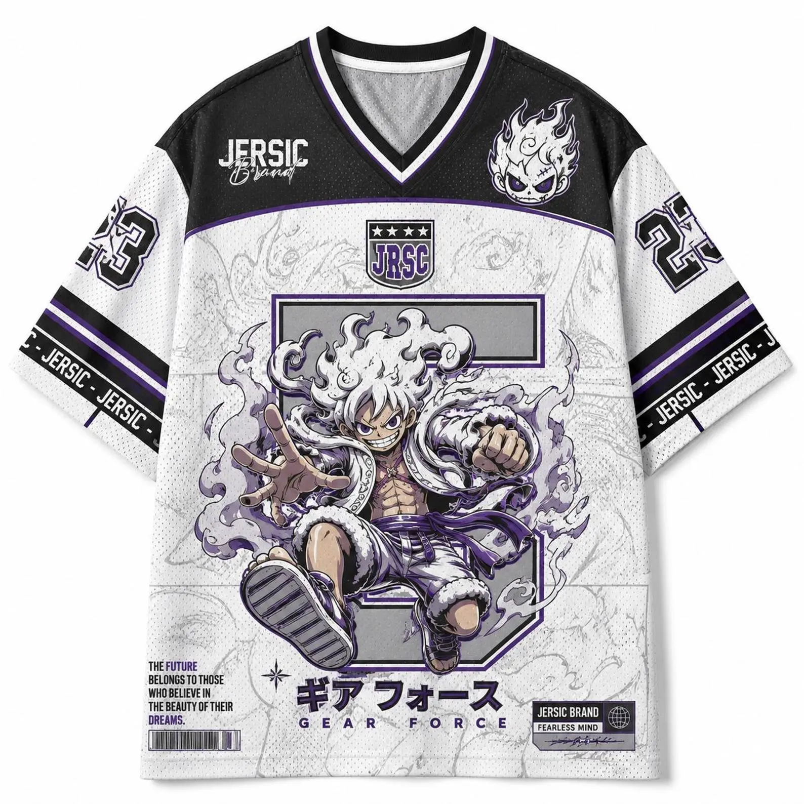 Anime Oversized Jersey Shirt – Retro Manga Streetwear Mesh Tee, Y2K Graphic Sports Jersey