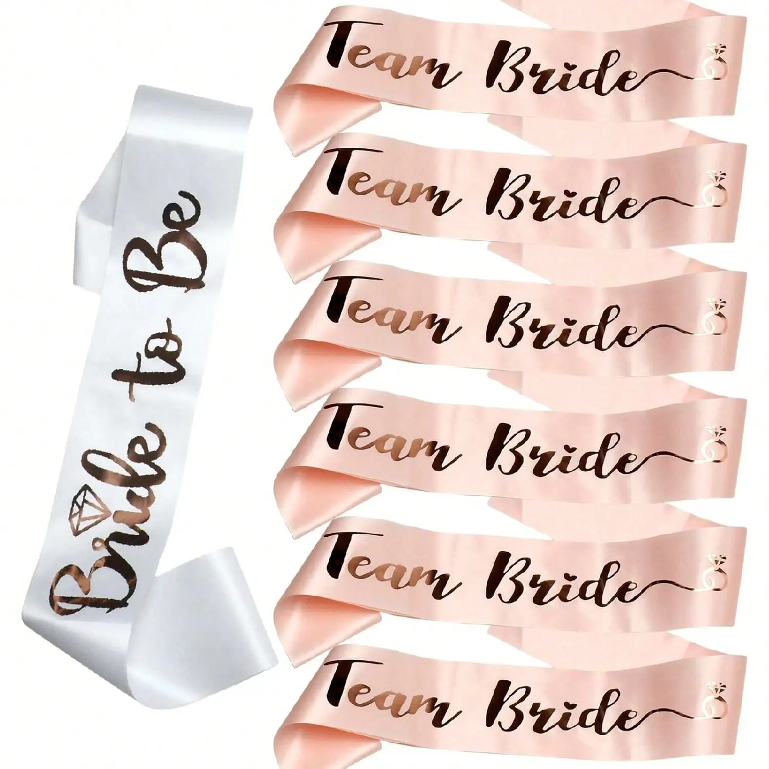 Rose Gold Bride To Be and Team Bride Sash Set, Bachelorette Party Decor Sashes, Bridal Shower Engagement Wedding Accessories, Ideal Wedding Gifts and Party Favors, Party Supplies for Pre-wedding & Engagement Themed Party Decoration