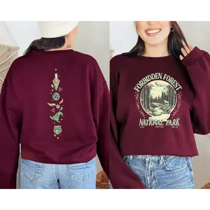 Forbidden Forest Sweatshirt – Wizarding School Crewneck, HP Inspired Bookish Sweater, Magical National Park Aesthetic, Cozy Fantasy Reader Gift