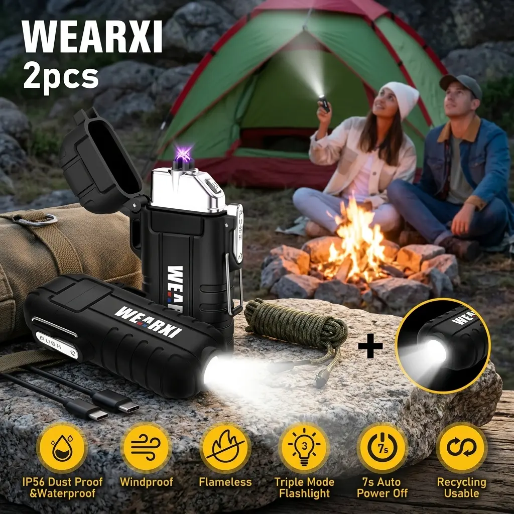 WEARXI Stocking Stuffers for Men, Electric Lighters Gifts for Men, Mens Gifts for Christmas Mens/Boyfriend, Fathers Day Dad Gifts for Him/Husband, Camping Essentials (Best Dad Ever Special Version)
