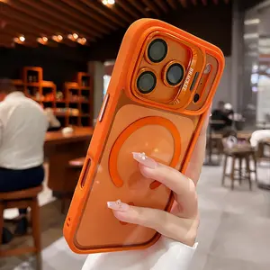 Magnetic Mobile Phone Case with MagSafe Camera Ring Holder, Military-Grade Protection, Anti-Fall, Non-Yellowing, Wireless Casing Protector Cover, Black Silicone iphone 11 iphone 12 Charging Shockproof Cellphone