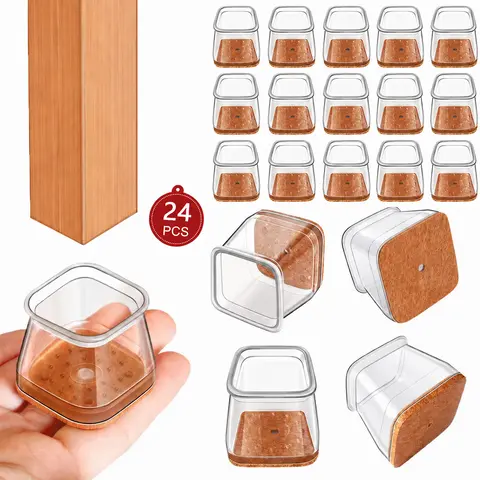 Summervibes Square Chair rubber Leg Protectors for Hardwood Floor Fits All Shape Chair Mat for Wood and Tile Floors. Chair Leg Universal Cover Elastic Mold Rectangular Silicone