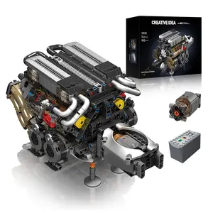 W16 Engine Building Blocks For Adults 952pcs STEM Education Gift Electrically Driven Moving Pistons & Gear Drive System Model Car Kit