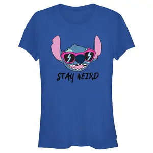 Junior's Lilo & Stitch Stay Weird Sunglasses Stitch T-Shirt