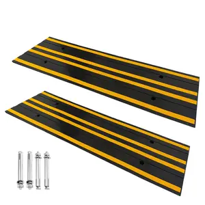 48" Heavy Duty Rubber Curb Ramp with Cable Protector, Low Car Driveway Channel Ramp for Loading Dock, Sidewalk summerwins