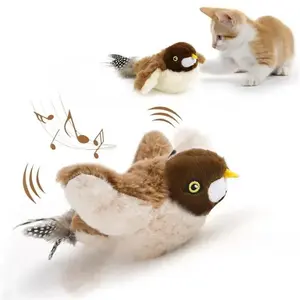 Rechargeable Realistic Sparrow Cat Toy, Interactive Sound-Activated Bird Call, Smart Pet Play Engagement Stimulation, Suitable for All Cats, Electric Plush Toy