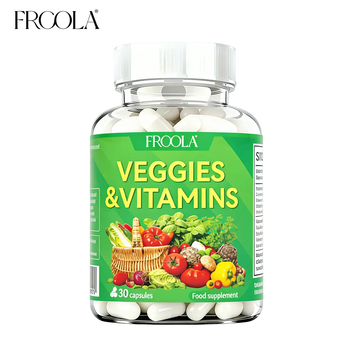 Frcola Veggies & Vitamins - Mixed Fruit & Vegetable Capsules: 30-Day Nutrition for Men and Women - Rich in Vitamins and Minerals | Dietary Supplement - Healthcare