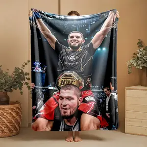 1 piece UFC championship victory moment and team celebration themed Flannel Throw Blanket - Modern-style flannel blanket, suitable for sofas and beds, all-season use, super soft and comfortable, digital printing, 100% polyester material, machine