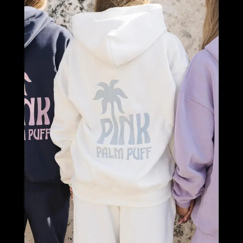 Pink Palm Puff Classic Puff Hoodie in Ocean Air, Women'S Casual Hooded Sweatshirt - White Pullover with Front Pockets, Soft & Durable Fabric, Machine Washable Fit Chic Pink Palm Puff Classic Puff Hoodie in Ocean Air, Women'S Casual Hooded Sweatshirt - White Pullover with Front Pockets, Soft & Durable Fabric, Machine Washable Fit Chic