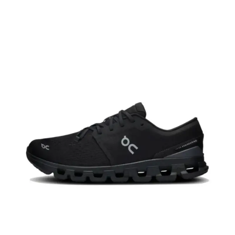 Unisex All Black Breathable Mesh Road Running Sneakers, Shock Absorb Hollow Wave Thick Cushion Athletic Trainers Lightweight Lace Up Jogging Walking Shoes For Gym Daily Commute Men Women