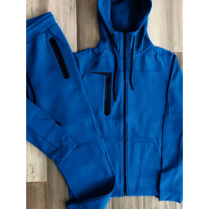 Men's 2-Piece Athleisure Tracksuit - Solid Color Zip-Up Hoodie & Loose Fit Breathable Polyester Jogger Set, Casual Sportswear Sweatset, Athleisure Set