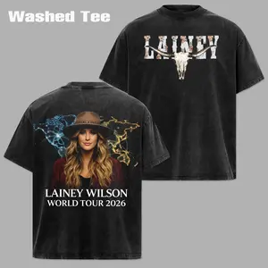 Vintage T-shirt & Hoodie LAINEY WILSON WORLD TOUR 2026, country music, Men's and women's round neck cotton casual T-shirt, Beautiful graphic T-shirt Top Womenswear Breathable Everyday