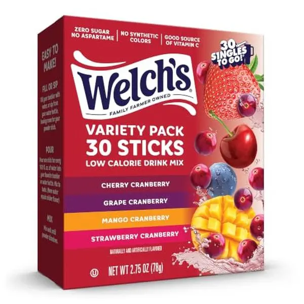 Singles To Go! Welch's Drink Mix, Cranberry Variety Pack, 30 Packets Singles To Go! Welch's Drink Mix, Cranberry Variety Pack, 30 Packets