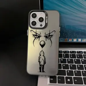 A phone case with a pattern of an Evil Clown Looking at a Little Boy, suitable for iPhone 17 Air/16 Plus/15 Pro Max/14 Pro/13/12/11/XS Max/X phone case, perfect for holiday gifts to family, friends, lovers, boyfriends, girlfriends CY334