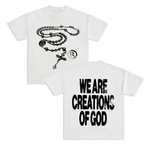 Y2K Religious Slogan Graphic Tee "We Are Creations Of God", Unisex High-Street Casual Top Long SEO Traffic Title
