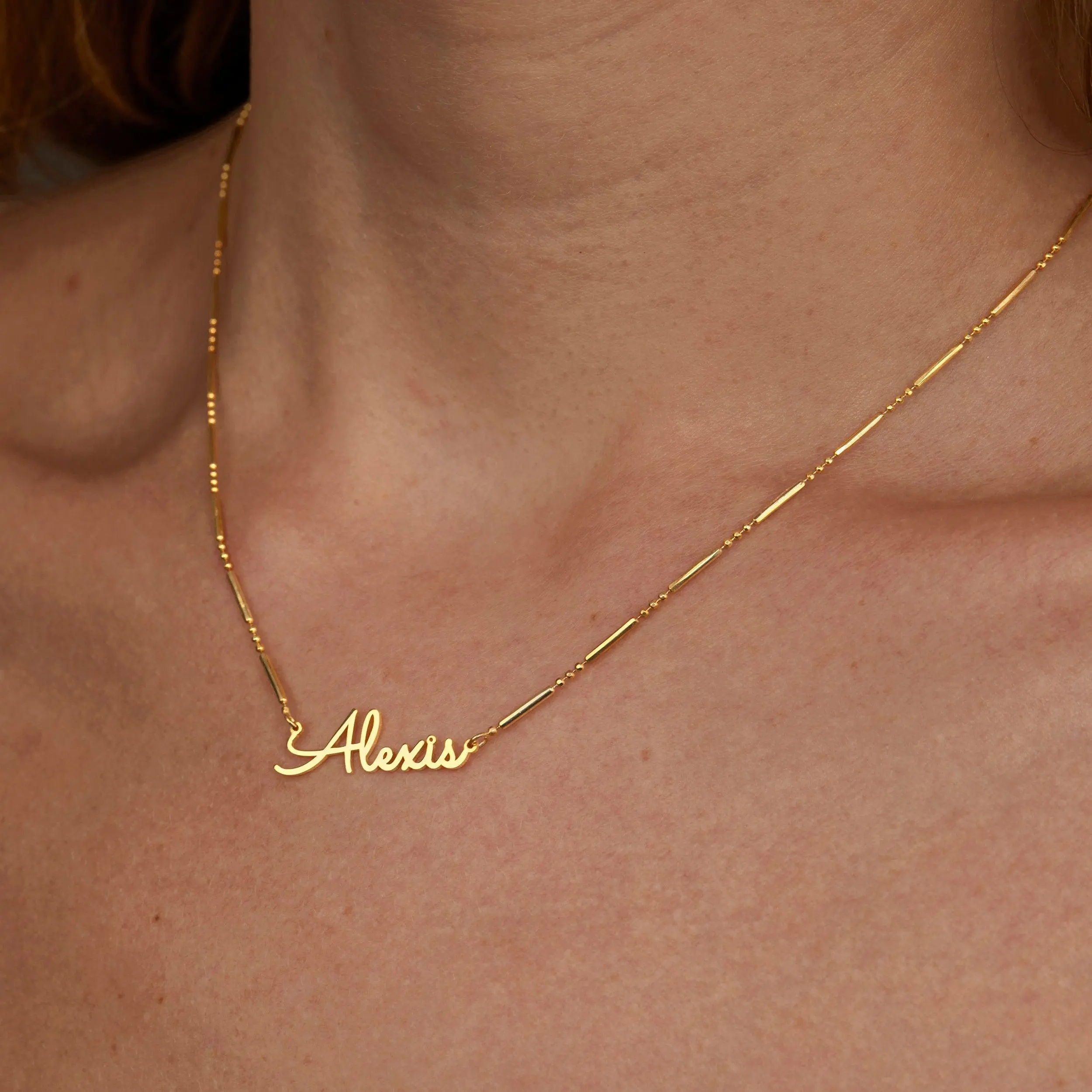 Name Necklace with Italian Chain – Solid 925 Sterling Silver, Thick Real 18K Gold Plating – name pendant necklace with italian chain, personalized jewelry, custom jewelry – Gift for Her, Mom & Best Friend, Mother's Day, Anniversary & Birthday