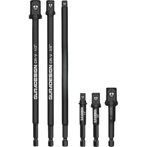 10 Long Impact Socket Adapter Set for Drill 6-, 10" and 3, Impact Grade Power Drill Sockets Adapter Set, 1/4", 3/8", 1/2" Hex Shank Impact Driver Socket Adapter.