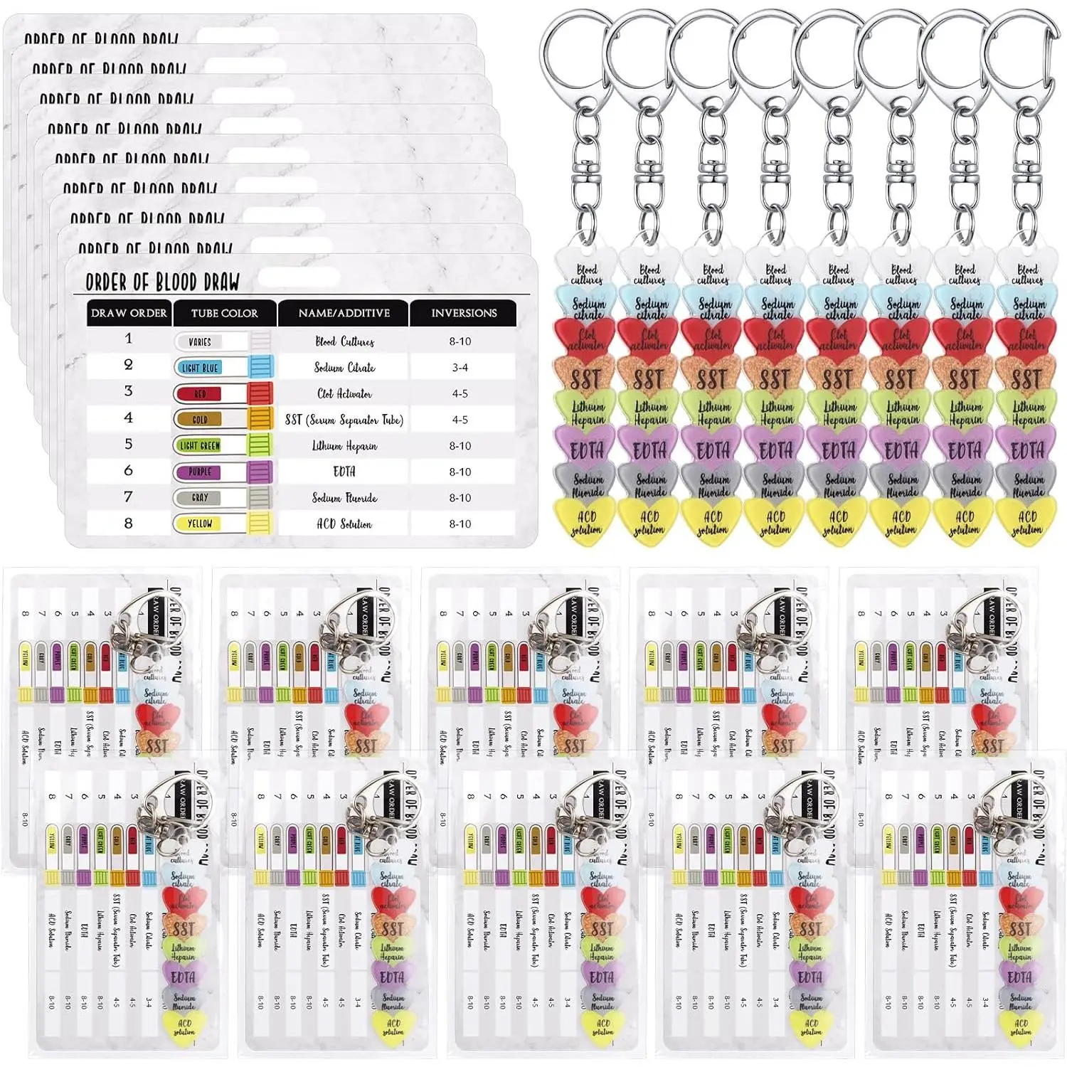 Order of  Draw Beads with Reference Card Phlebotomy Essentials Accessories for Nurse Student Practitioner Gifts