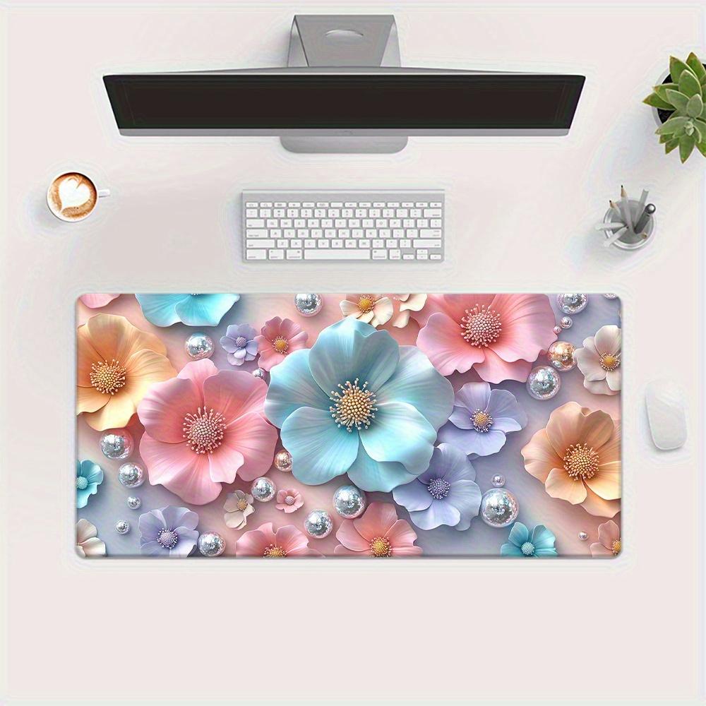 1pc 3D Flower Pattern HD Printed Pad for Desk, Multi Functional XXL Mousepad, Keyboard Gaming Mouse Mats, Office Computer PC Gamer Desk Mat.Gifts for Family Friends
