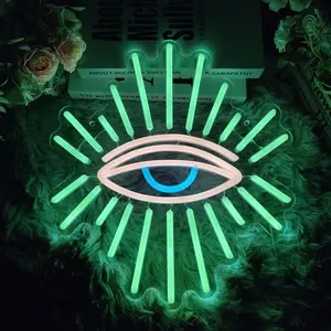 Evil Eyes Neon Signs for Wall Decor, Dimming LED Green Goth Eyes Neon Signs,USB Neon Wall Signs for Game Room Bedroom Man Cave Kids Room Party Christmas Gift(11.8x13in)