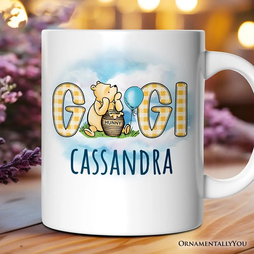 Gingham Gigi Winnie-the-Pooh Personalized Mug, 1926 A.A. Milne Grandma Family Gift with Custom Name
