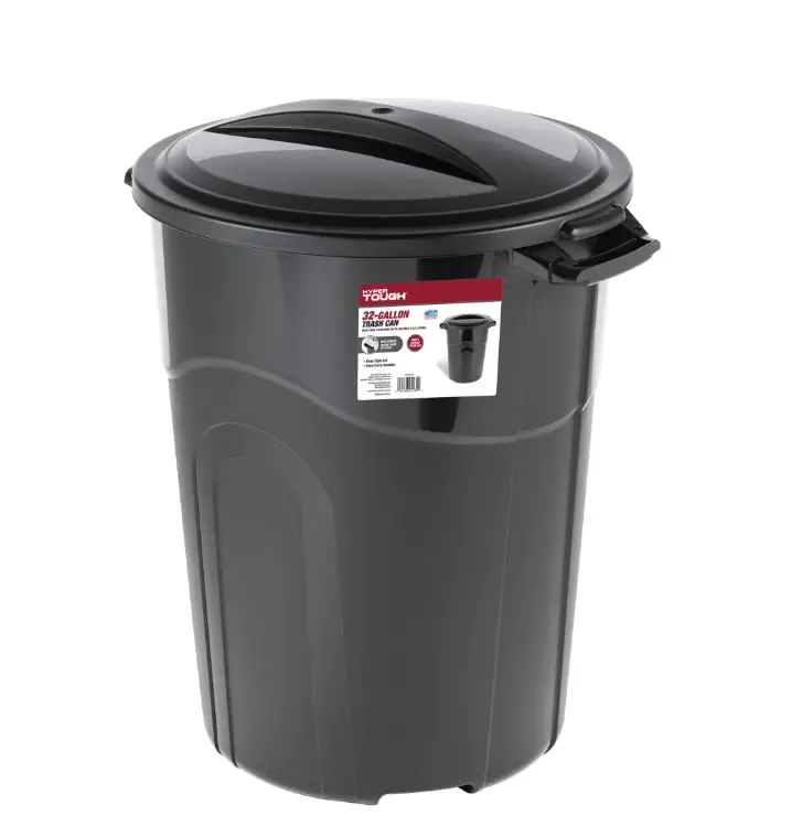Hyper Tough 32-Gal Heavy-Duty Injection-Molded Trash Can with Click-Lock Lid