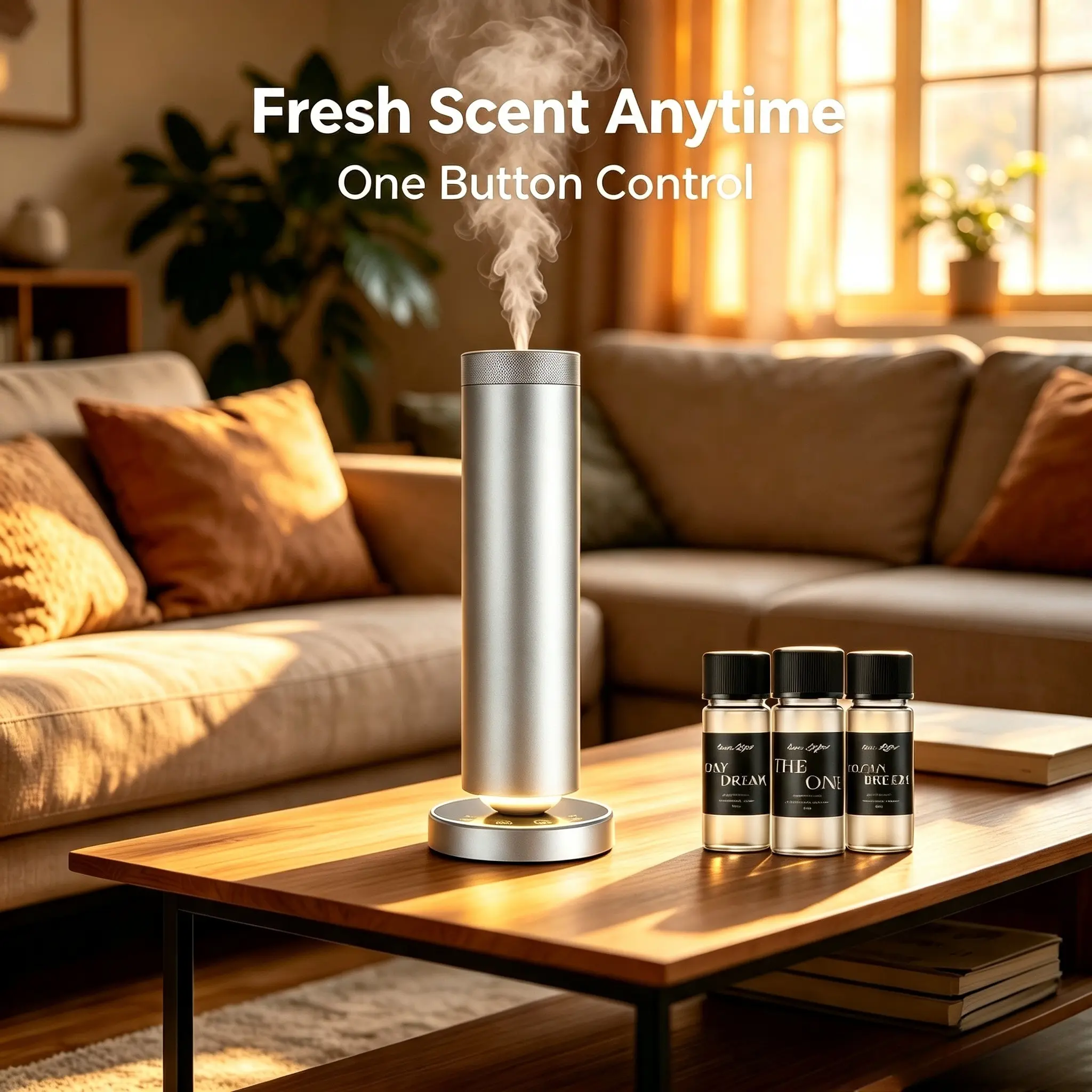 Cold-Air Aroma Diffuser Room Humidifier for Large Rooms (1000 Sqft Coverage), Rechargeable Battery, Remote Control, 3 Luxury Hotel Scented Oils (20ml), USB Powered Humidifier with LED Light for Aromatherapy for Home Indoor Recreation Equipment, Humidifier