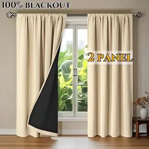 Blackout Curtain Set, 2-Piece Design with Rod Pocket, Durable Fabric Material, Ideal for Bedroom & Living Room, Stylish Window Treatment, Blackout Cloth, Home Decoration Curtain