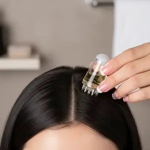 multifunctional scalp medicine applicator-empty bottle, scalp massage container, suitable for all kinds of liquids at home and in travel, Scalp Revitalizing Solution. Promote hair growth with head scalp massager brush and essential oil hair treatment