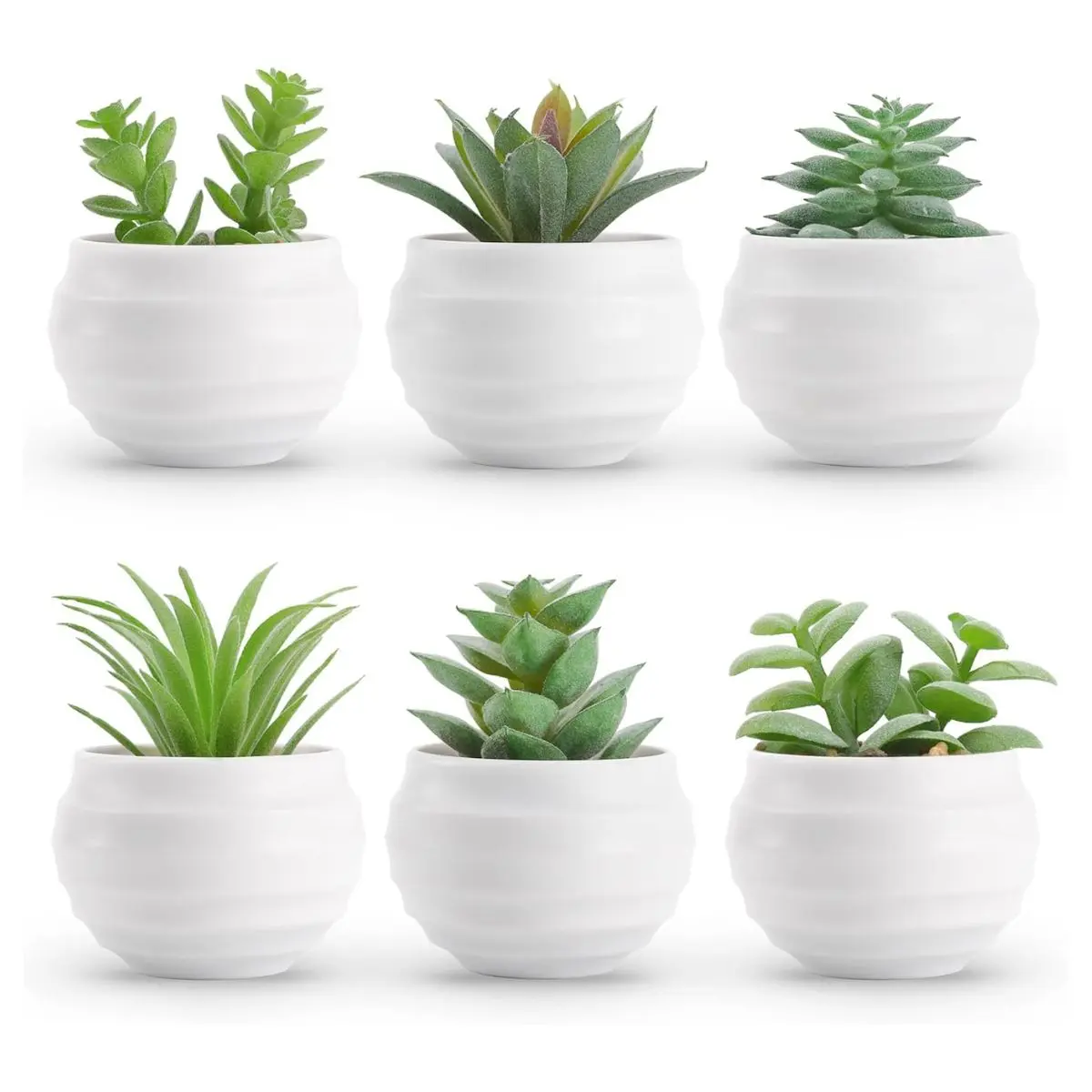 6PCS Mini Succulent Plants Set – Artificial Fake Plants for Bedroom & Office Decor
