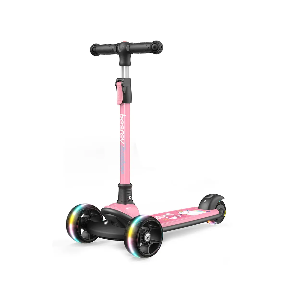 Besrey Kids Scooter for Ages 3-15, Fold & Go 11.41" Foldable Lightweight Portable Scooter with LED Wheel Glow, ABEC-7 Smooth Ride, Adjustable Handlebar, Ideal for Birthday/Festival Gifts & Family Outdoor Fun