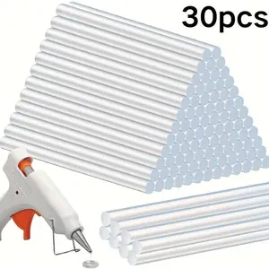 Transparent Hot Melt Glue Sticks Adhesive 30pcs, 7mm Diameter, 100mm Length, Smooth and Flexible, Ideal for Crafts, Sealing, Mold Making, DIY Projects