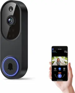 Wireless Wi-Fi Video Doorbell Camera with Two Way Audio, AI Motion Detection, Night Vision and Cloud Storage, 2.4G Wi-Fi only, Indoor/Outdoor, IP65 Weather Resistant (Black-NoChime)