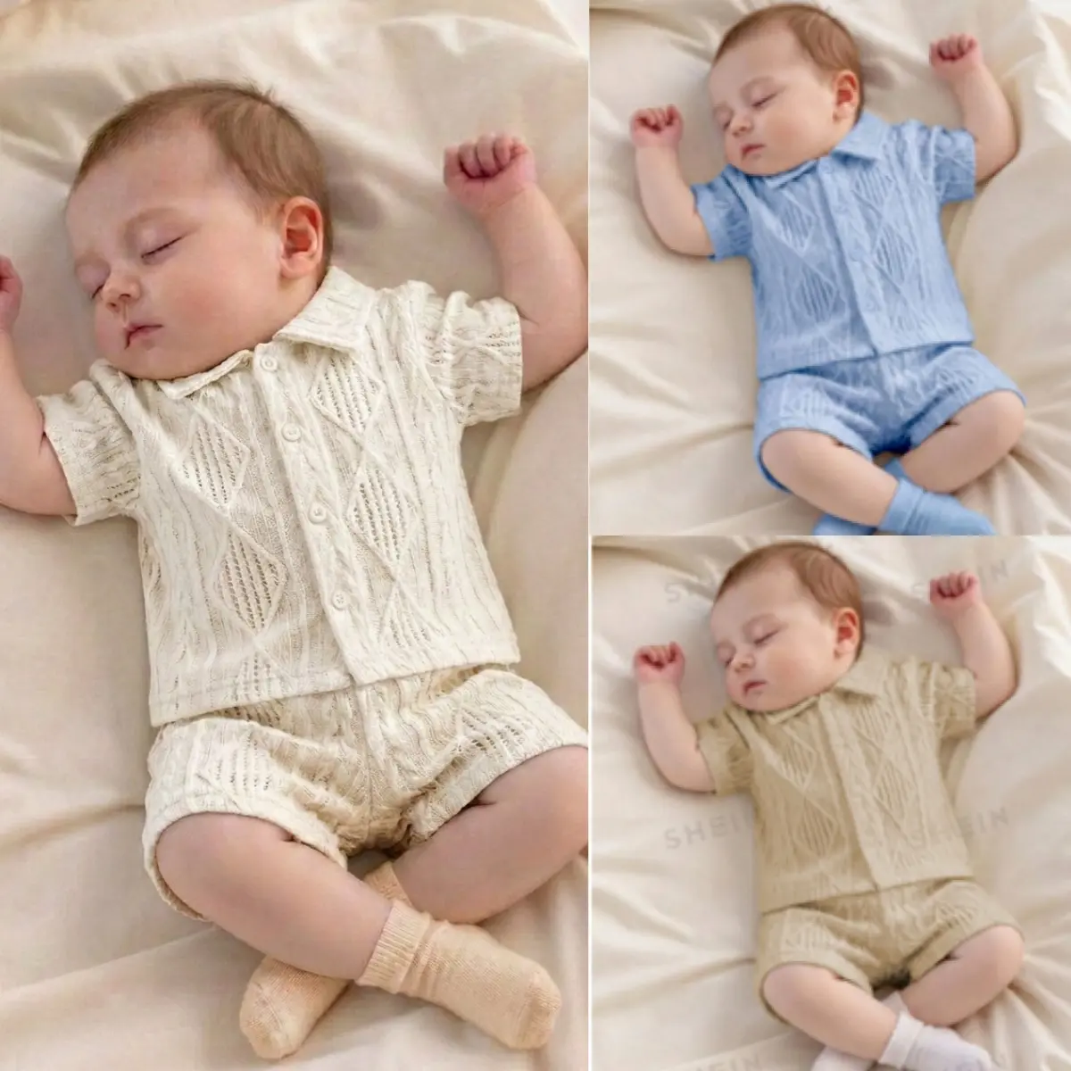 Boys Knit Short Set Short Sleeve Lapel Collar T-Shirt & Shorts Summer Outfit for Toddler Kids