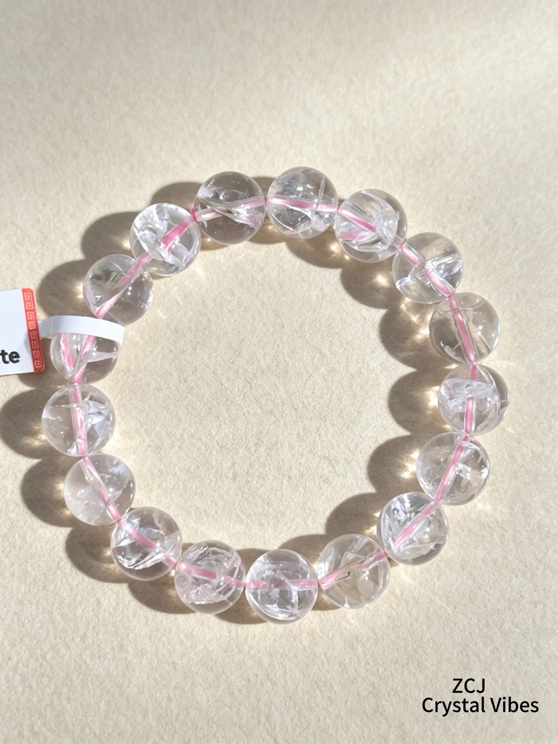 Pink Azeztulite Bracelet, Classic Beaded High-Grade Gemstone, Unisex Luxury Crystal Jewelry for Daily Wear, Versatile Fashion Accessory, Casual, Luxury Non-Natural Crystal Bracelets & Anklets, Bangle, High-Quality Gemstone Grade, Crystal Bracelet, Gemston