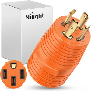 Nilight Copper 30A to 50A RV Power Adapter, 4-Prong Generator Twist Lock L14-30P Male to 14-50R Female Receptacle, Durable PVC Housing for RVs, Campers