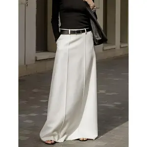 Elegant Women’s H-Line Midi Skirt in Solid Black or White – Chic Casual Urban Commuter Style, Perfect for Spring & Autumn, Sizes S–2XL