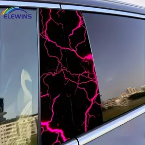 2 Pink Lightning Car Stickers, Easy to Tear and Easy to Stick B-pillar Protection Decal, Car B-pillar Decal Accessories, Sticker For Cars