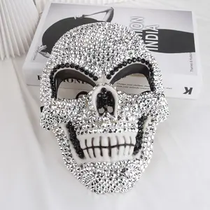 Halloween Skull Mask with Rhinestones, Party Costume Accessory, Festival Event Supplies, Decorative Face Mask for Halloween Parties