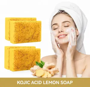 Lemon Turmeric Kojic Skincare Soap Gift Set, Natural Gentle Face & Body Cleanser, Hydrating Moisturizing Cleansing Soap Bar, Daily Self-Care Essential for All Skin Types, Perfect for Shower & Bath Use