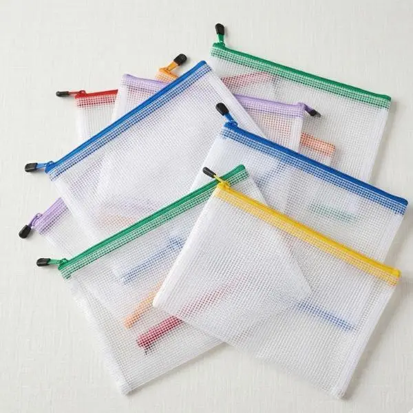30PCS Mesh Zipper Bags Set, Waterproof Document Pouches with 8×B4, 8×B5, 8×A5 & 6×Bill Size File Bags for Office, School, Travel & Document Organization
