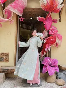 Set Traditional Vietnamese Double Layers Ao Dai - Bộ áo dài thiết kế hiện đại - Ready to ship- With pant