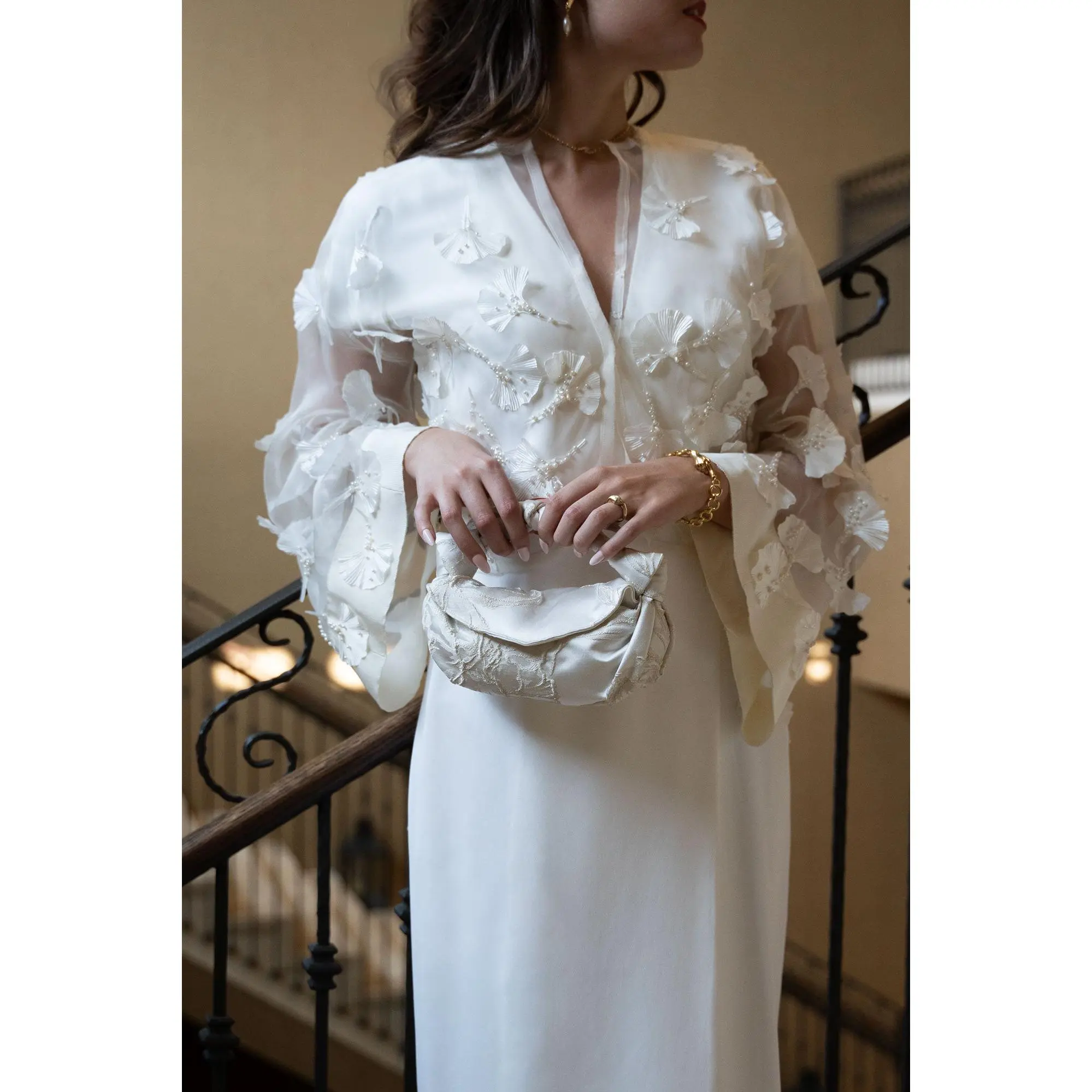 Nodo Micro Clutch in Cream Brocade