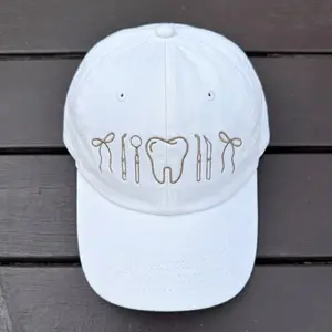 Dental Hygienist Icons Embroidered Baseball Hat - dental assistant Icons Embroidered Cap Merch - Healthcare Merch Gift - Casual Wear Washable Material Versatile for Everyday Use -  Gifts - Hospital Crew Style, Nurse Graduation Gift - Medical Assistant