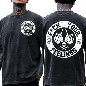 Men's "F*ck Your Feelings" Skull Graphic Tee - Bold Statement, Limited Edition Streetwear, Casual Style Tee, Angel Graphic Top