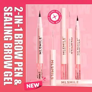 MLSMILE Build-A-Brow 2-in-1 Brow Pen and Sealing Eyebrow Gel, Eyebrow Makeup for Real-Looking, Fuller Brows, Black Brown, 1 Count