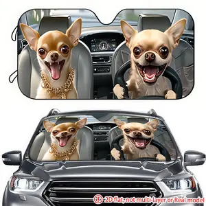 Two Chihuahuas car sunshades in 1pc car with 2D high-definition printing, effectively blocking sunlight, suitable for decorating the front windshield of General Motors, trucks, and RVs, Windshield Cover Sun Shade, Sun Shade For Car Window