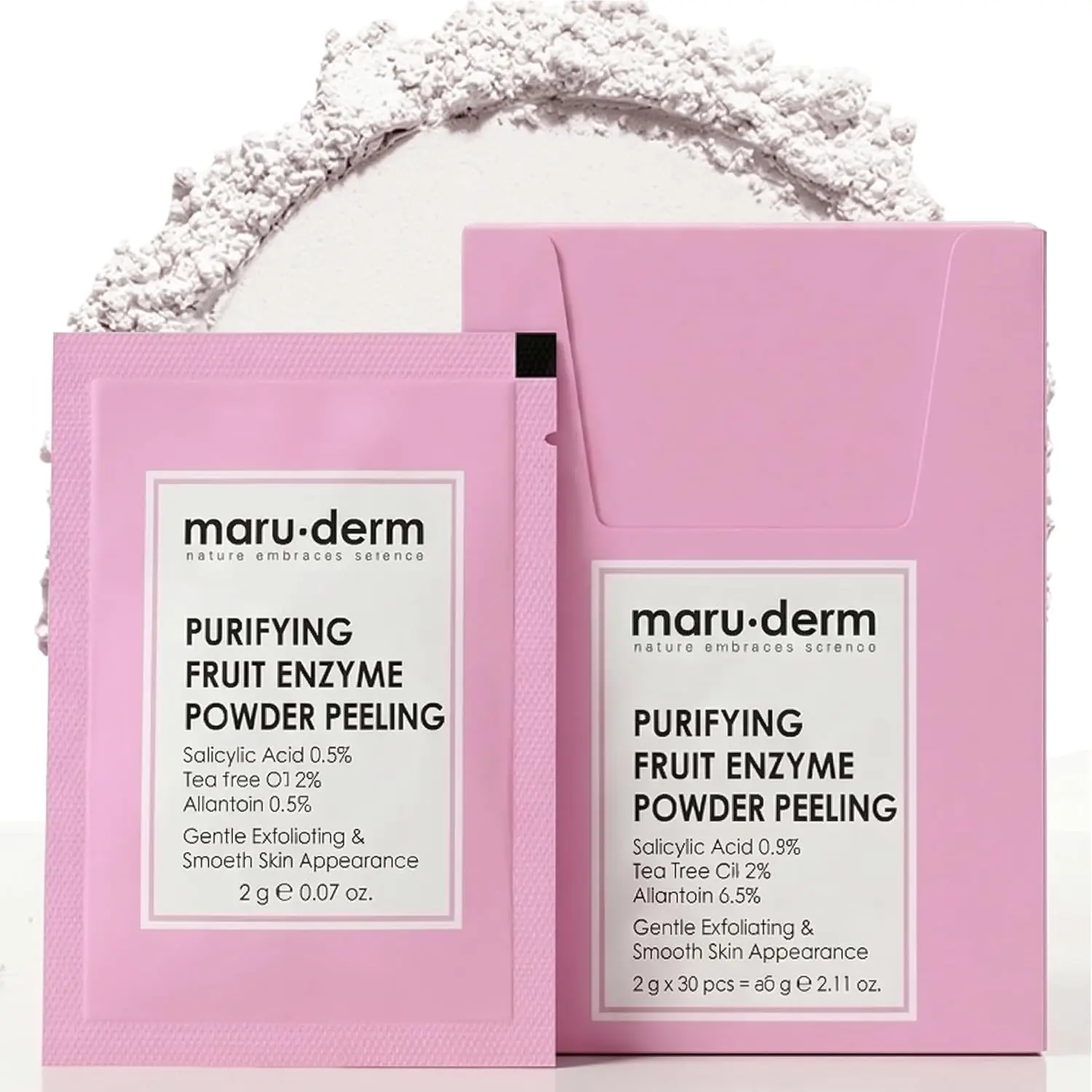 Maruderm Purifying Fruit Enzyme Powder Peeling Water-Activated Enzymatic Exfoliant for Smoother, Brighter-Looking Skin, Gentle Non-Abrasive Face Exfoliator, 60 g