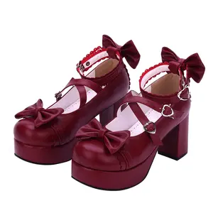 Japanese Elegant Lolita Party Shoes Platform Chunky Heels Strappy Women's Pumps